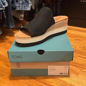 TOMS Black Diana Mule Wedge Sandals